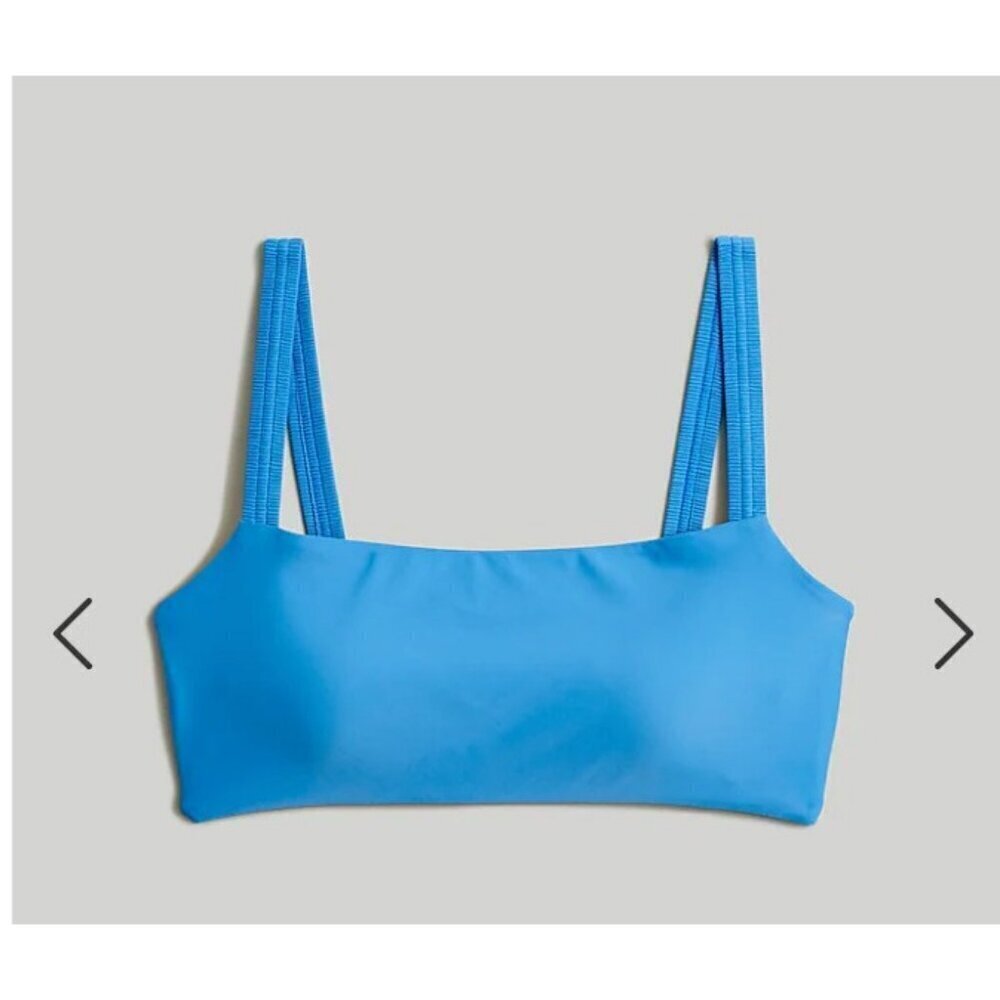 Madewell Scrunchy-Strap Square Neck Bikini Swim Top Blue Size M NL272
